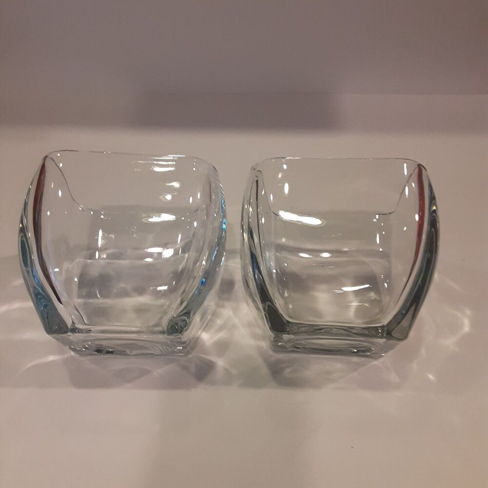 Libbey Glass Candle Holder Clear Versatile Decor x 2